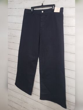 NWT Women's Sailor Wide Leg Jeans High Waist Black Stretch Sz16 Universal Thread